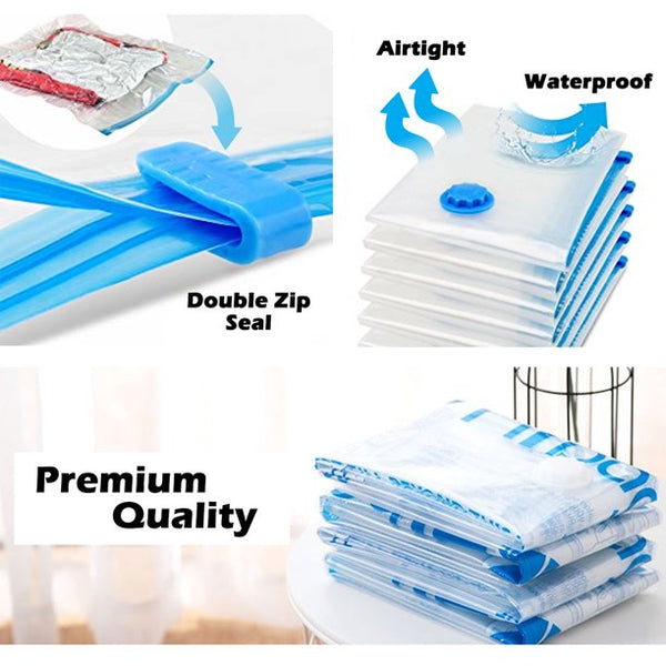 Vacuum Storage Bags Save up to 85% of Original Space,Space Saver Bag with  Free Hand Pump for Travel(6 Pack: 2 x Small,2 x Middle, 2 x Large) 