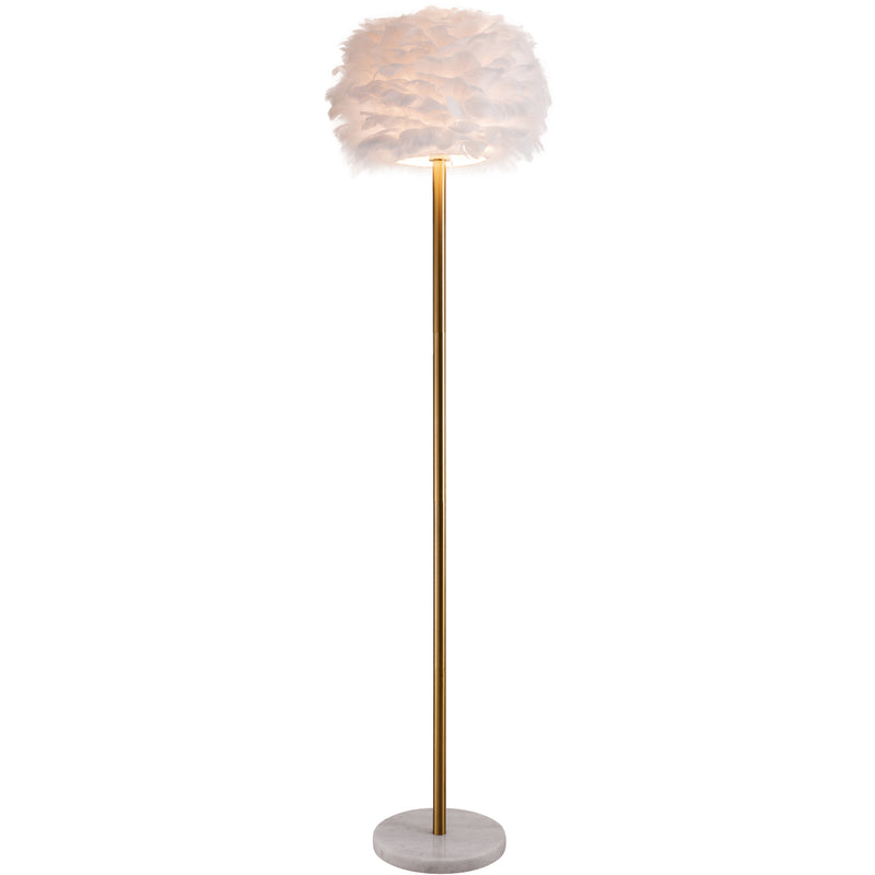 Feather Floor Lamp, Modern Floor Lamp with White Feather Shade,Bright Floor Lamp for Living Room Reading House Bedroom