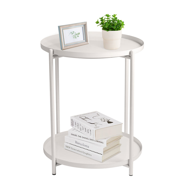 Modern entryway table, Round End Table Mental 2-Tier Side Table , sofa tables for Living Room Bedroom Office Small Space.