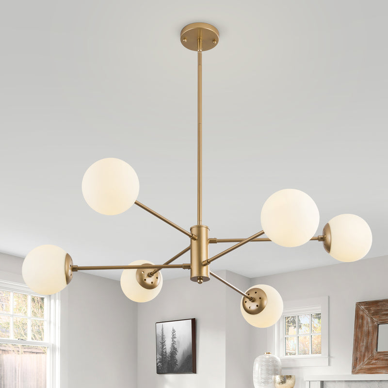 6 - Light Dimmable Sputnik Modern Linear Chandelier