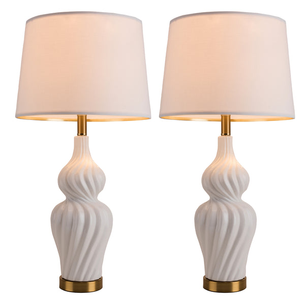 Modern Table Lamps Set of 2 ,Transitional Table Lamp for Living Room, Contemporary Ceramic Table Lamp for Bedroom, Nightstand, Hotel