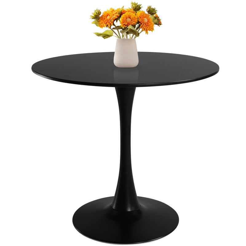 Modern Round Dining Table, Thickness MDF Black Dining Room Table，Mid-Century Modern Dinning Table for Kitchen Dining Room Living Room.