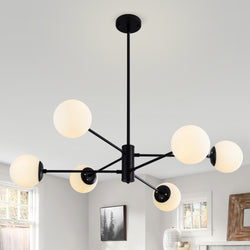 6 - Light Dimmable Sputnik Modern Linear Chandelier