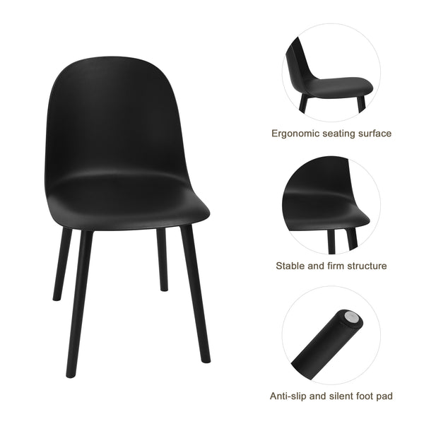 Modern Full PP Dining Chair, Mid Century Kitchen Chairs For Kitchen Dining Room & Living Room