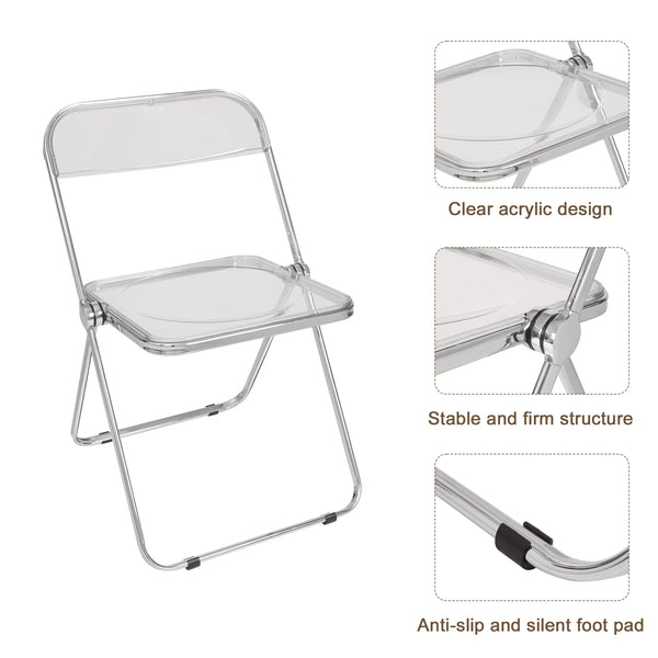 Luxury Modern Folding Chairs, Indoor Clear Folding Chair, lightweight folding chair with Metal Frame.