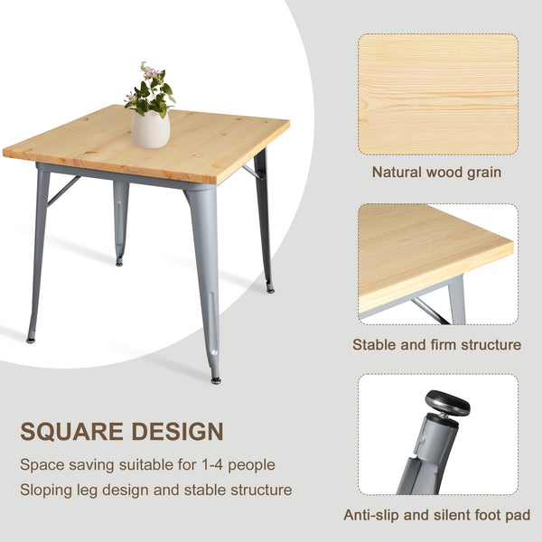 Modern Square Dining Table, A solid wood bar table，Mid-Century modern dinning Table for Kitchen Dining Room & Living Room.