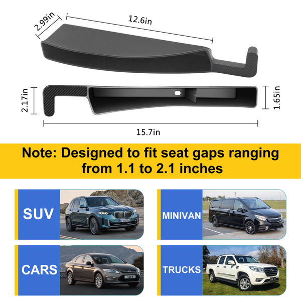 2 PCS Black Car Seat Gap Filler Organizer - Premium Multifunctional Storage Box with Reserved Data Cable Charging Port, Universal Fit for Compact Cars and SUVs, Car Seat Crevice Blocker, Gap Plug, and Organizer for Auto Interiors