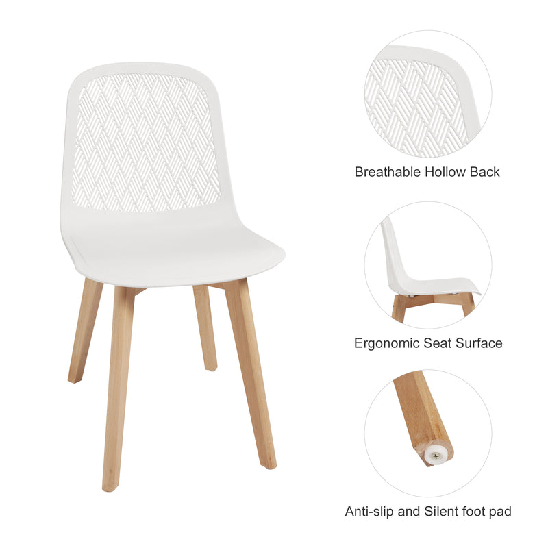 Mid Century Modern PP dining chair with Beech Wood Legs , kitchen & Dining Room Chairs Assemble Easily ，4 pack kitchen chairs for Kitchen Dining Room & Living Room.