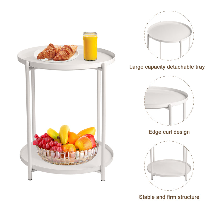 Modern entryway table, Round End Table Mental 2-Tier Side Table , sofa tables for Living Room Bedroom Office Small Space.