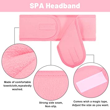 Spa Facial Headband Head Wrap Terry Cloth Headband 4 Counts Stretch Towel for Bath, Makeup and Sport