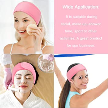 Spa Facial Headband Head Wrap Terry Cloth Headband 4 Counts Stretch Towel for Bath, Makeup and Sport