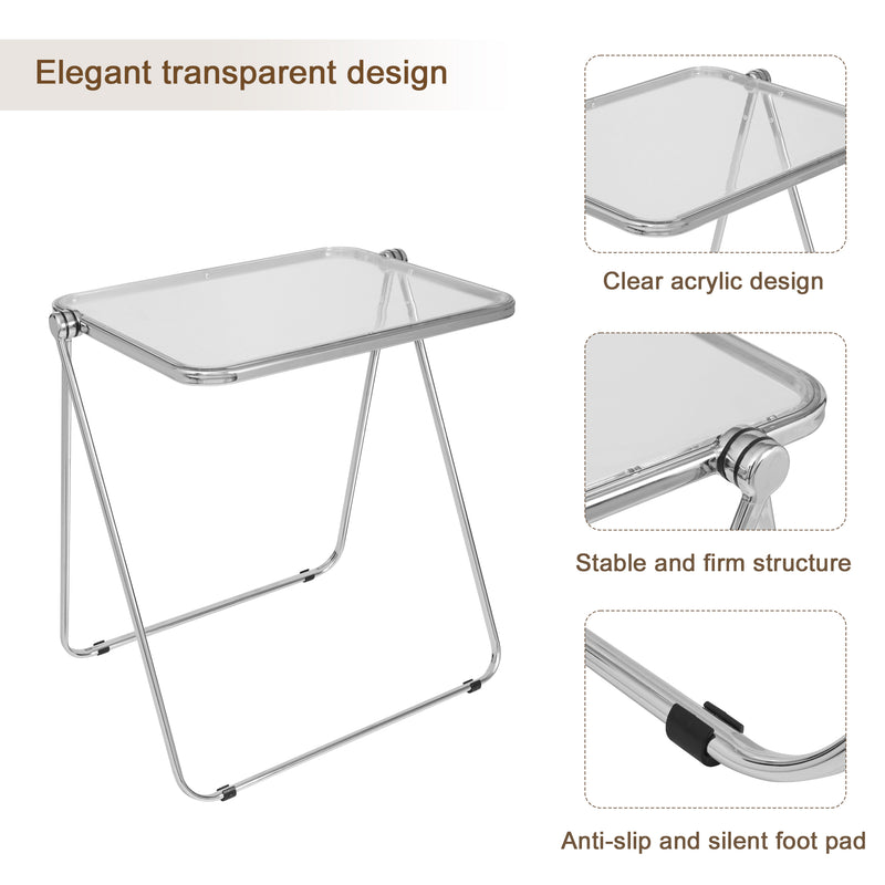 Luxury Modern Folding table, Indoor Clear Folding Table, lightweight folding table with Metal Frame.