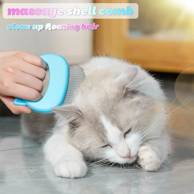 Cat Comb Pet Short & Long Hair Removal Massaging Shell Comb Soft Deshedding Brush Grooming And Shedding Matted Fur Remover Massage Dematting Tool For Dog Puppy Rabbit