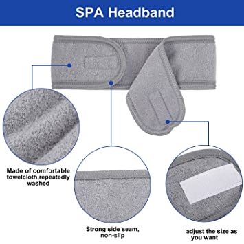 Spa Facial Headband Head Wrap Terry Cloth Headband 4 Counts Stretch Towel for Bath, Makeup and Sport