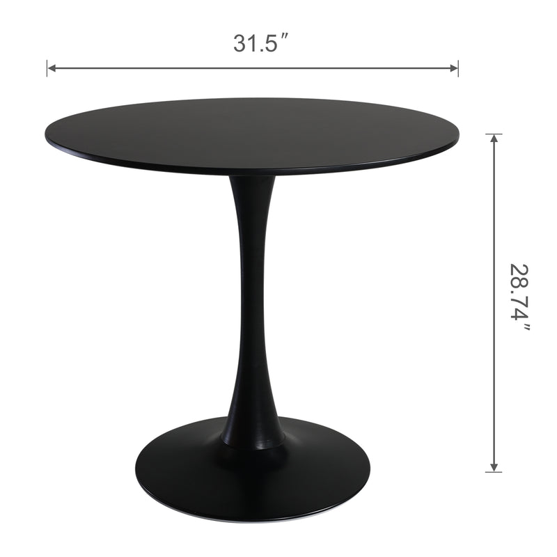 Modern Round Dining Table, Thickness MDF Black Dining Room Table，Mid-Century Modern Dinning Table for Kitchen Dining Room Living Room.