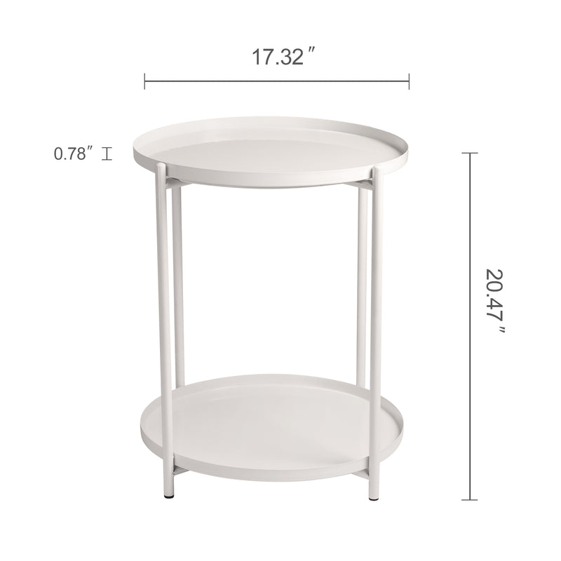 Modern entryway table, Round End Table Mental 2-Tier Side Table , sofa tables for Living Room Bedroom Office Small Space.