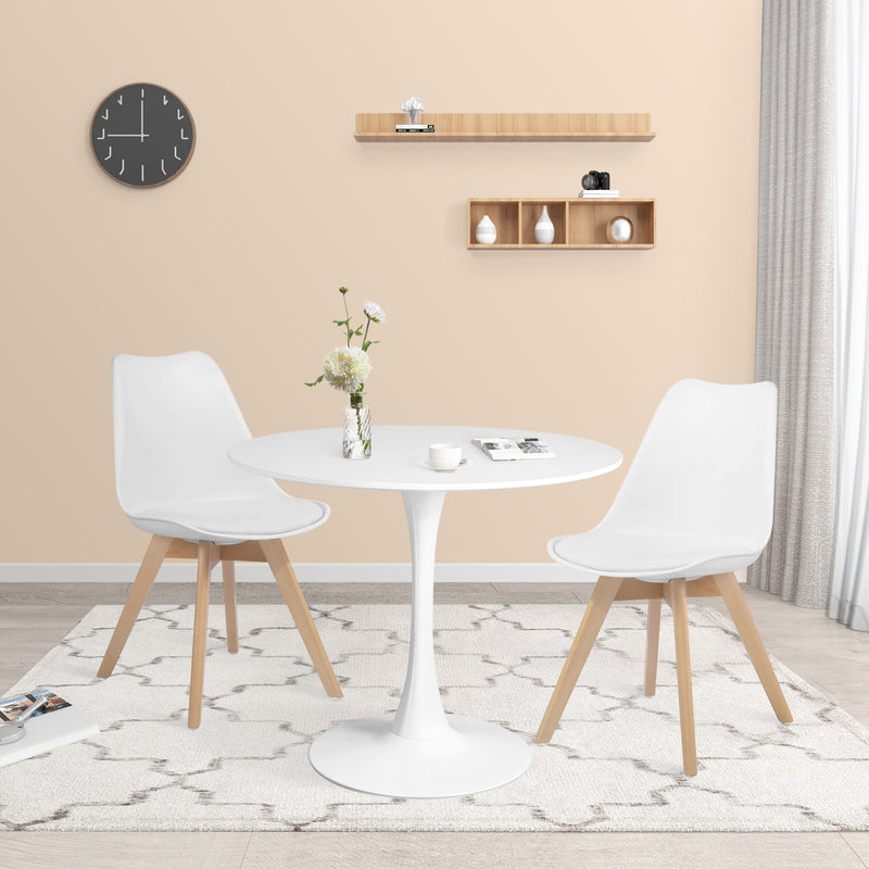 Modern Round Dining Table, Thickness MDF white Dining Room Table，Mid-Century Modern Dinning Table for Kitchen Dining Room Living Room.