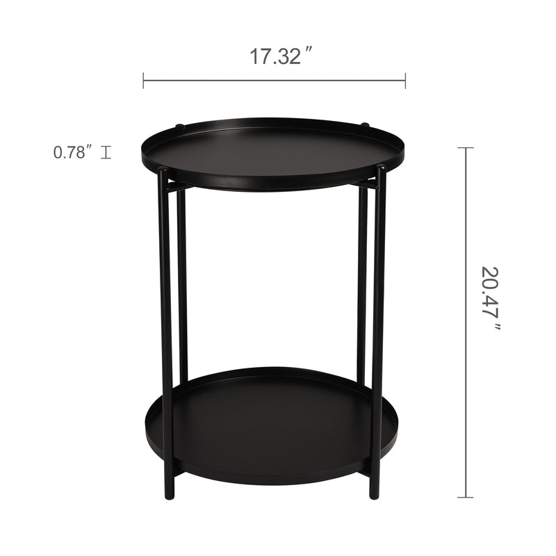 Modern entryway table, Round End Table Mental 2-Tier Side Table , sofa tables for Living Room Bedroom Office Small Space.