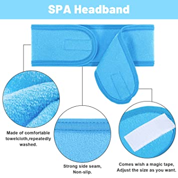 Spa Facial Headband Head Wrap Terry Cloth Headband 4 Counts Stretch Towel for Bath, Makeup and Sport