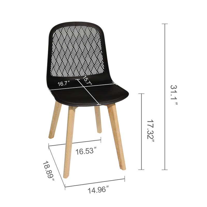 Mid Century Modern PP dining chair with Beech Wood Legs , kitchen & Dining Room Chairs Assemble Easily ，4 pack kitchen chairs for Kitchen Dining Room & Living Room.