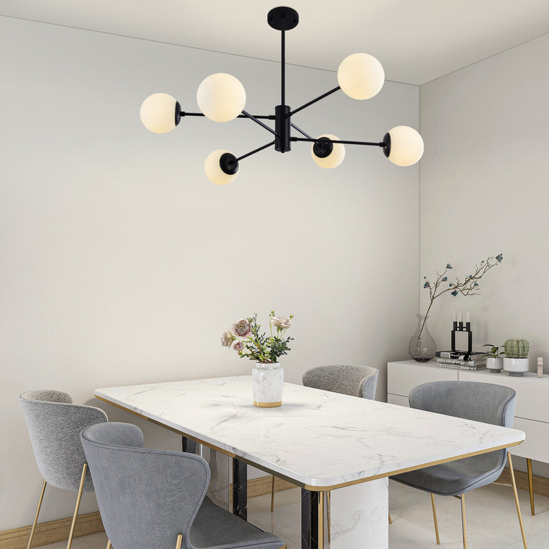 6 - Light Dimmable Sputnik Modern Linear Chandelier