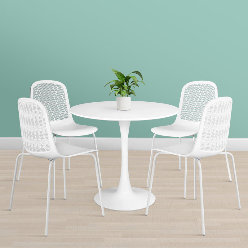 Modern Round Dining Table, Thickness MDF white Dining Room Table，Mid-Century Modern Dinning Table for Kitchen Dining Room Living Room.