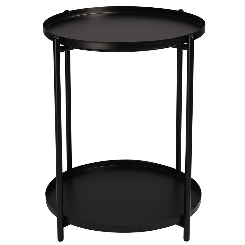 Modern entryway table, Round End Table Mental 2-Tier Side Table , sofa tables for Living Room Bedroom Office Small Space.