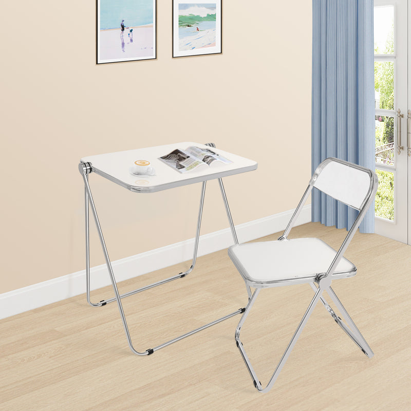 Luxury Modern Folding table, Indoor Clear Folding Table, lightweight folding table with Metal Frame.