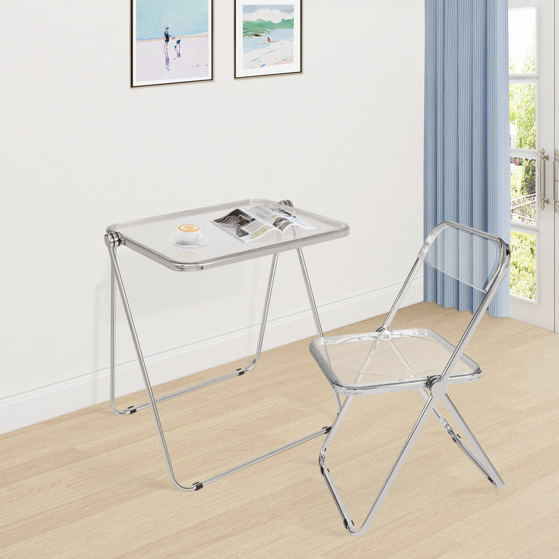 Luxury Modern Folding table, Indoor Clear Folding Table, lightweight folding table with Metal Frame.