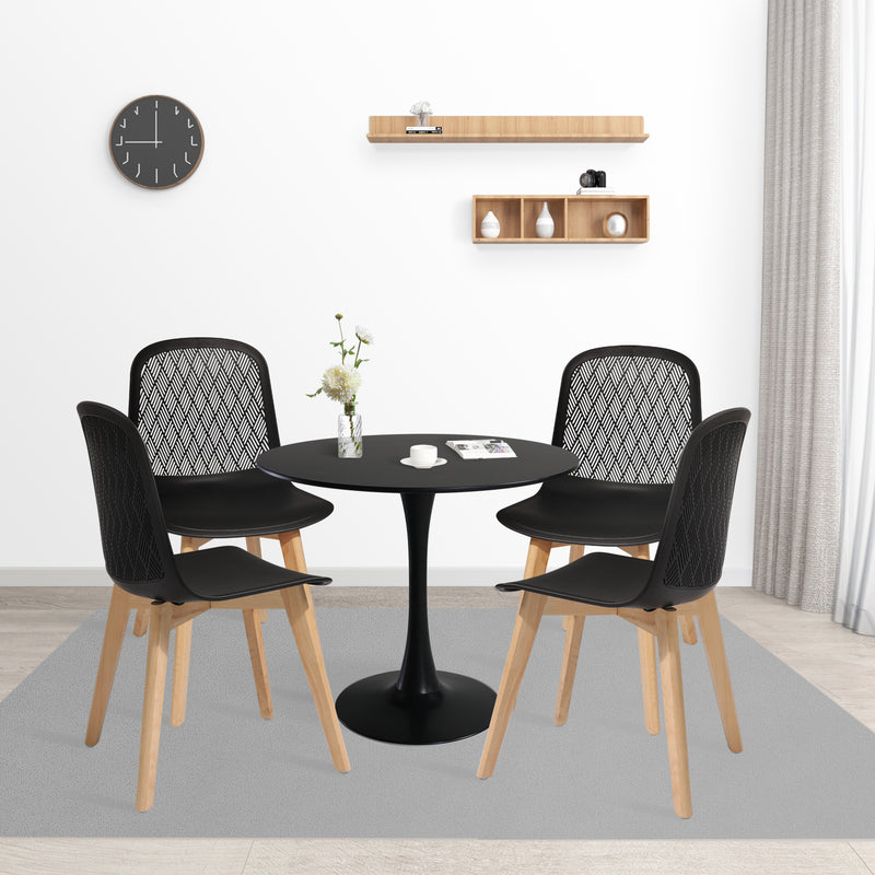 Mid Century Modern PP dining chair with Beech Wood Legs , kitchen & Dining Room Chairs Assemble Easily ，4 pack kitchen chairs for Kitchen Dining Room & Living Room.