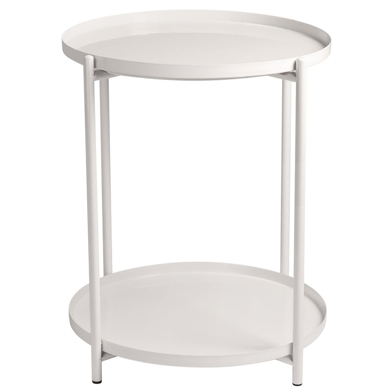 Modern entryway table, Round End Table Mental 2-Tier Side Table , sofa tables for Living Room Bedroom Office Small Space.