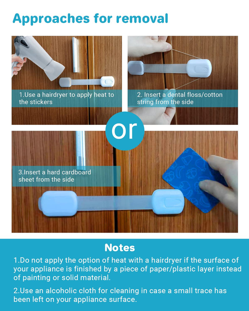 Child Safety Strap Locks (4 Pack) for Fridge, Cabinets, Drawers, Dishwasher, Toilet, 3M Adhesive No Drilling