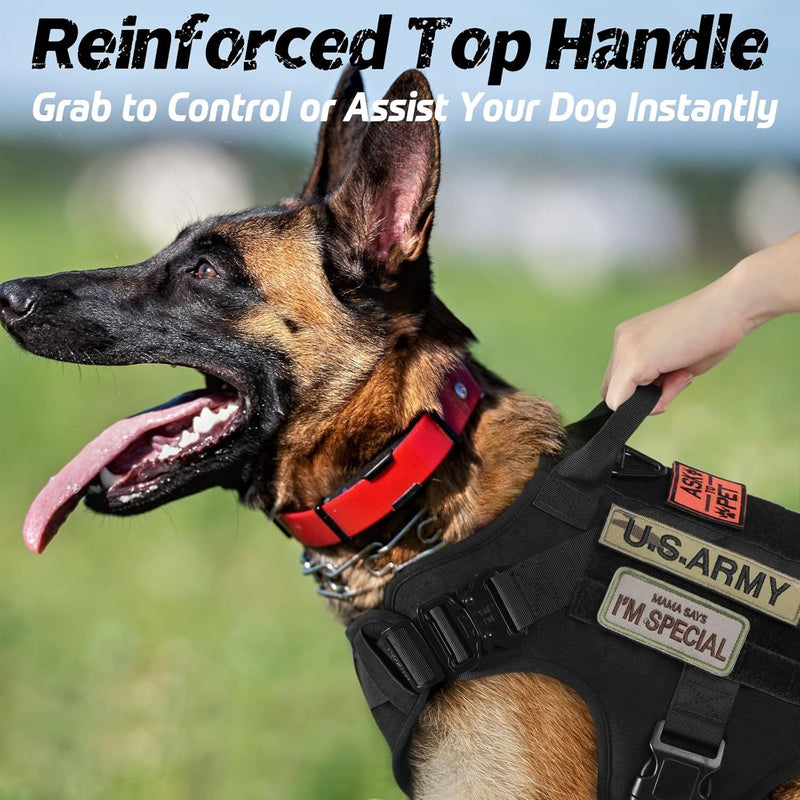 Adjustable Dog Vest Strap, Training Hunting Walking Strap,Middle Dog Strap, Heavy-duty Dog Strap with Handle, Black