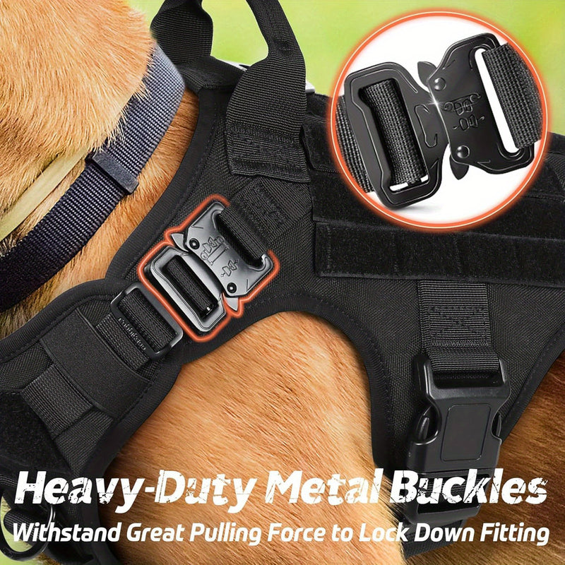 Adjustable Dog Vest Strap, Training Hunting Walking Strap,Middle Dog Strap, Heavy-duty Dog Strap with Handle, Black