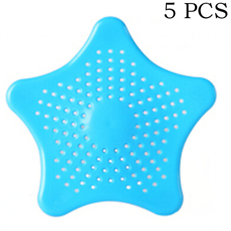 5PCS, Shower Drain Hair Catcher, Sink Drain Strainer, Starfish Shape Silicone Shower Drain Cover for Bathroom Shower and Kitchen Sink