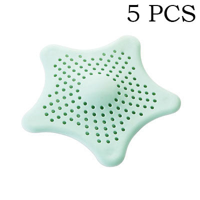 5PCS, Shower Drain Hair Catcher, Sink Drain Strainer, Starfish Shape Silicone Shower Drain Cover for Bathroom Shower and Kitchen Sink