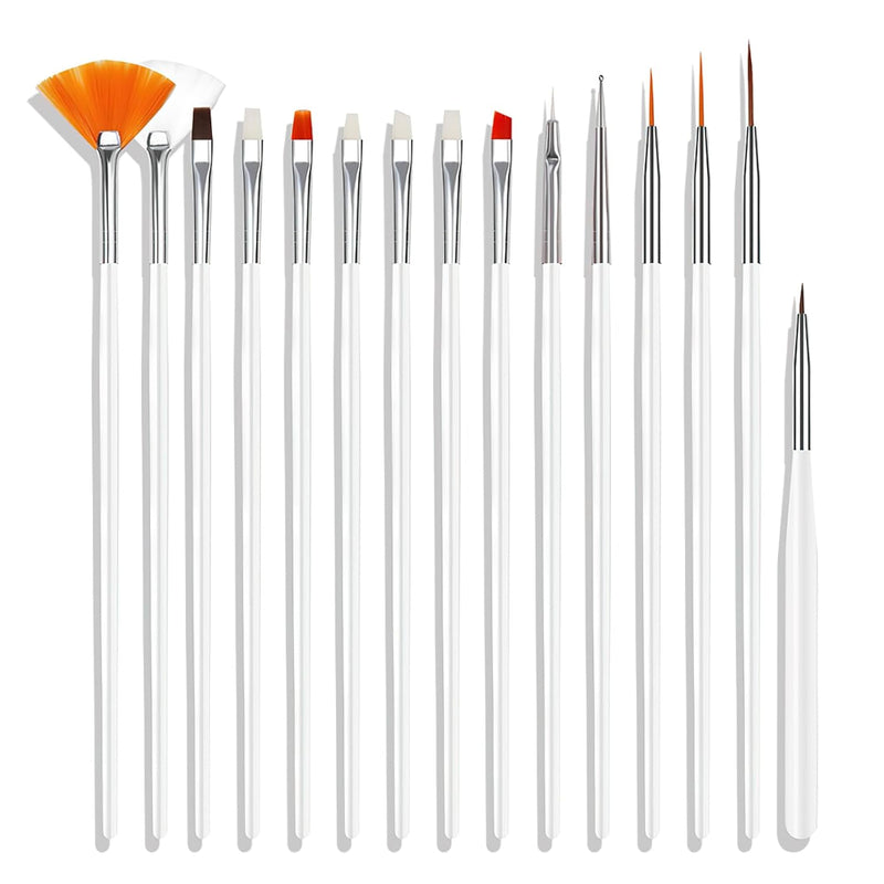 Set of 15 Nail Art Brushes, Professional Nail Art Pens for Painting Nails, 7.9 Inches Length Acrylic Nail Painting Brushes for DIY   Dotting Tool