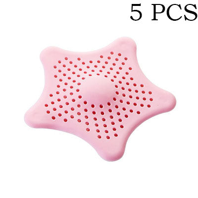 5PCS, Shower Drain Hair Catcher, Sink Drain Strainer, Starfish Shape Silicone Shower Drain Cover for Bathroom Shower and Kitchen Sink