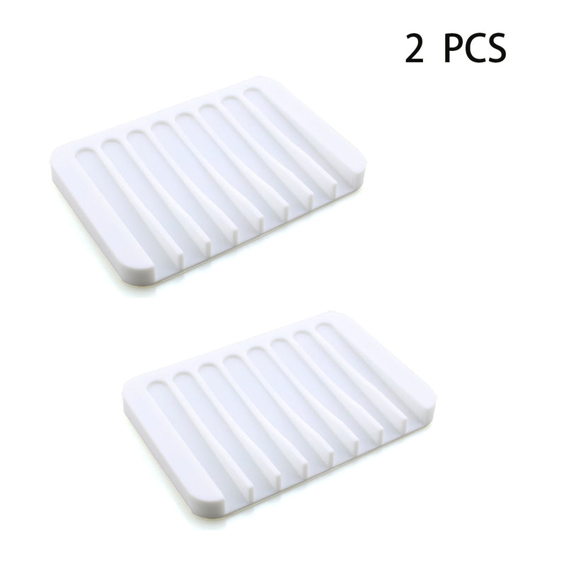 Soap Holder, Premium Silicone Soap Dish, Self-Draining Soap Dish for Shower, Kitchen, Bathroom, Keep Soap Bars Dry Clean & Easy Cleaning, 2 PCS