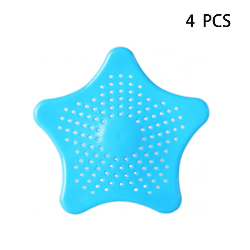 5PCS, Shower Drain Hair Catcher, Sink Drain Strainer, Starfish Shape Silicone Shower Drain Cover for Bathroom Shower and Kitchen Sink