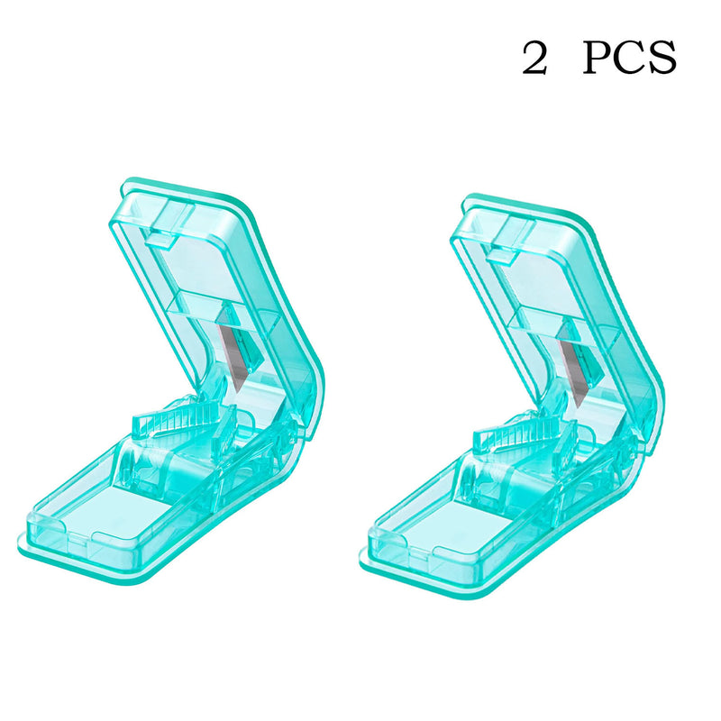 2 PCS, Pill Cutter，Pill Cutter Splitter for Small and Tiny Pills，Portable Pill Contain with Blade，For Any Pill Up To 0.8" Size