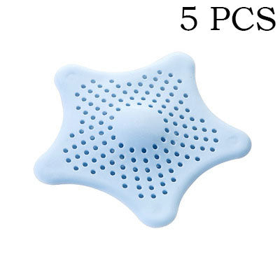 5PCS, Shower Drain Hair Catcher, Sink Drain Strainer, Starfish Shape Silicone Shower Drain Cover for Bathroom Shower and Kitchen Sink