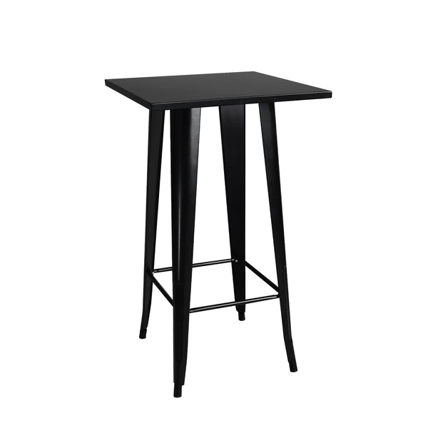 Modern Bar Table, Black Industrial Bar Table，Square Dining Table for Kitchen Dining Room &Coffee Shop