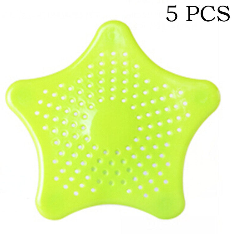 5PCS, Shower Drain Hair Catcher, Sink Drain Strainer, Starfish Shape Silicone Shower Drain Cover for Bathroom Shower and Kitchen Sink