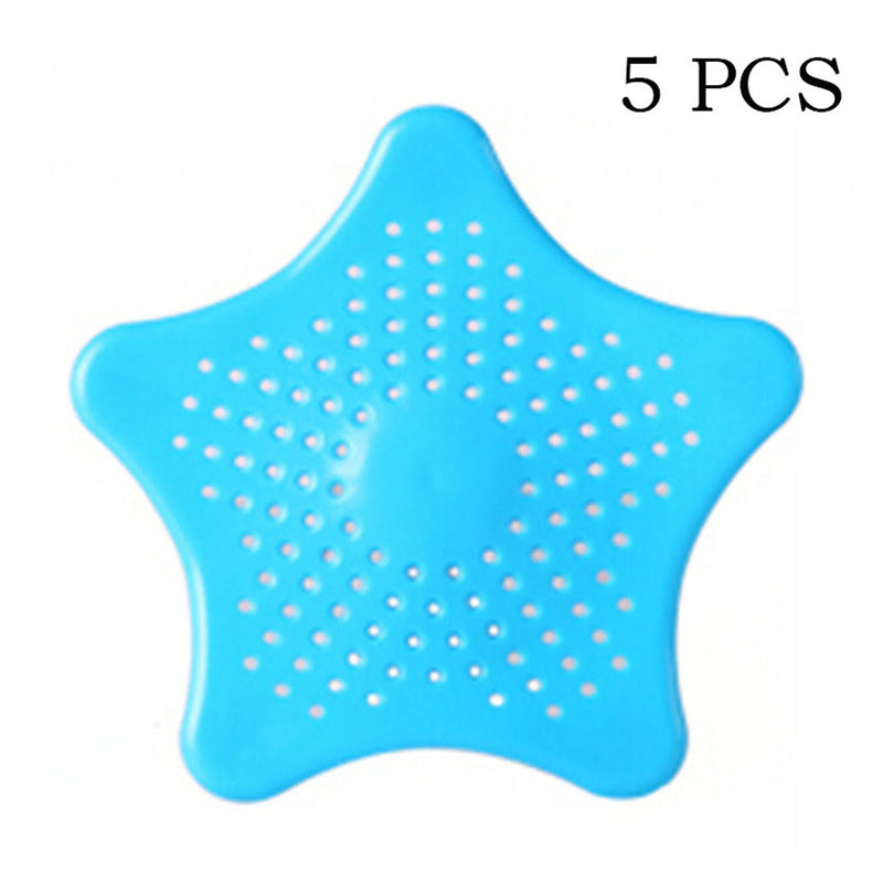 5PCS, Shower Drain Hair Catcher, Sink Drain Strainer, Starfish Shape Silicone Shower Drain Cover for Bathroom Shower and Kitchen Sink