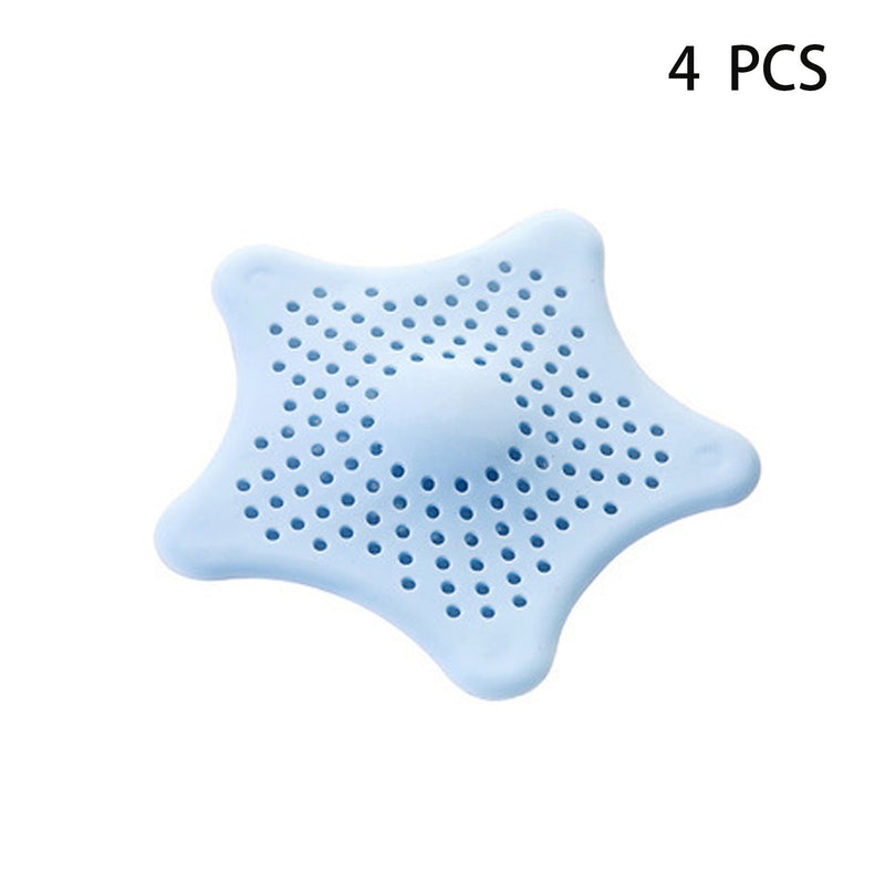 5PCS, Shower Drain Hair Catcher, Sink Drain Strainer, Starfish Shape Silicone Shower Drain Cover for Bathroom Shower and Kitchen Sink