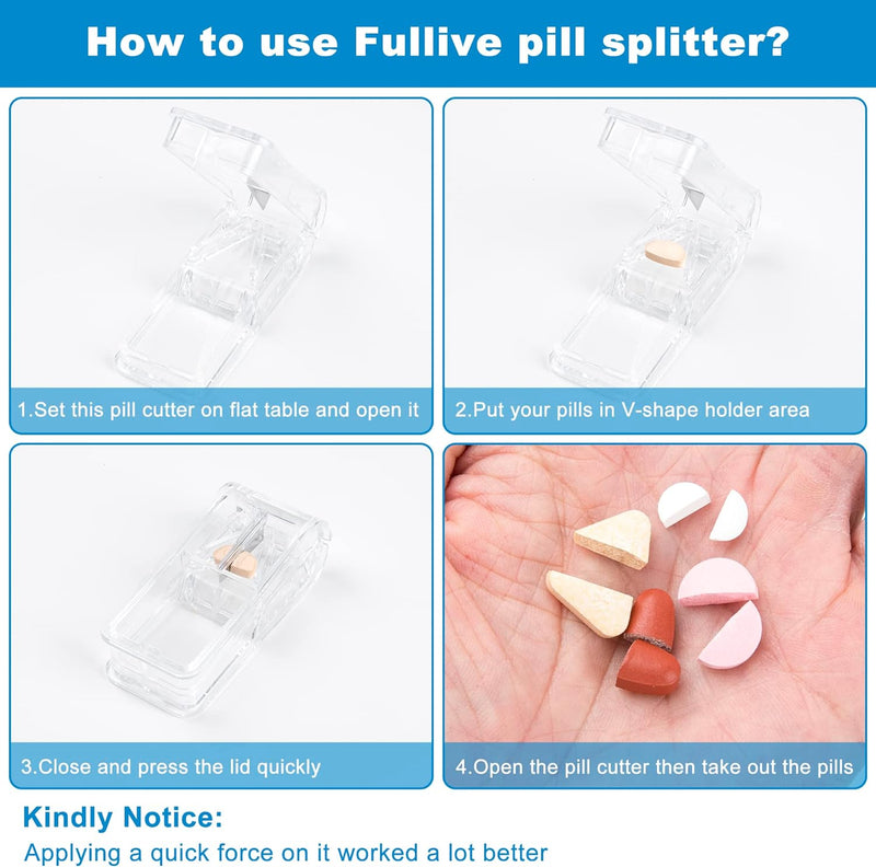 2 PCS, Pill Cutter，Pill Cutter Splitter for Small and Tiny Pills，Portable Pill Contain with Blade，For Any Pill Up To 0.8" Size