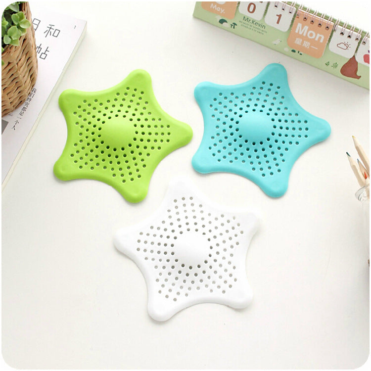 5PCS, Shower Drain Hair Catcher, Sink Drain Strainer, Starfish Shape Silicone Shower Drain Cover for Bathroom Shower and Kitchen Sink