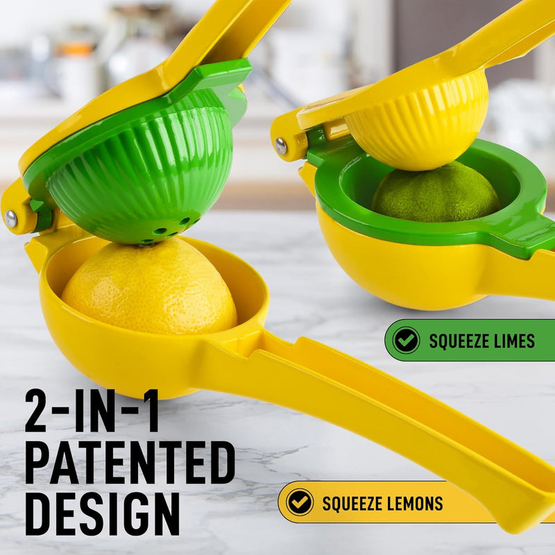 2 in 1 Double Layers Lemon Squeezer, Orange Juicer Squeezer, Easy to Operate Manual Juicer, Yellow