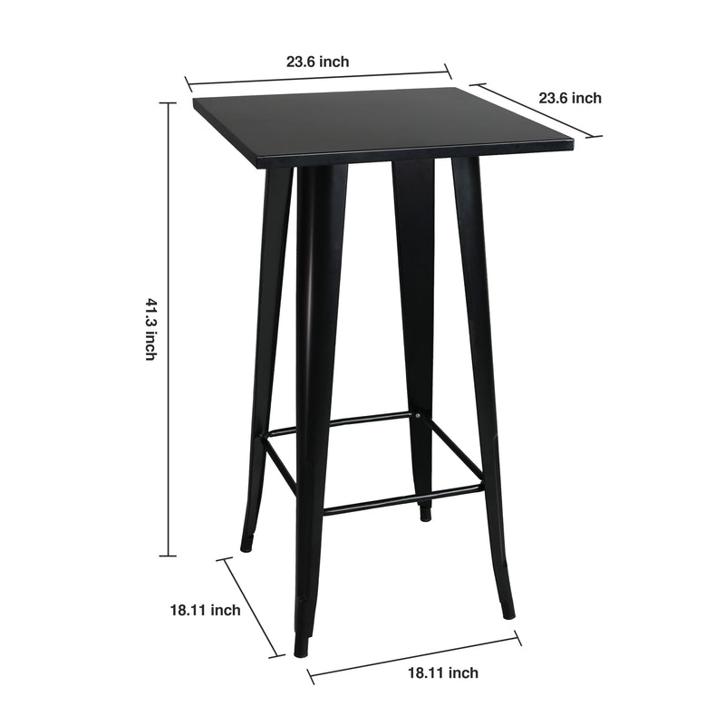 Modern Bar Table, Black Industrial Bar Table，Square Dining Table for Kitchen Dining Room &Coffee Shop